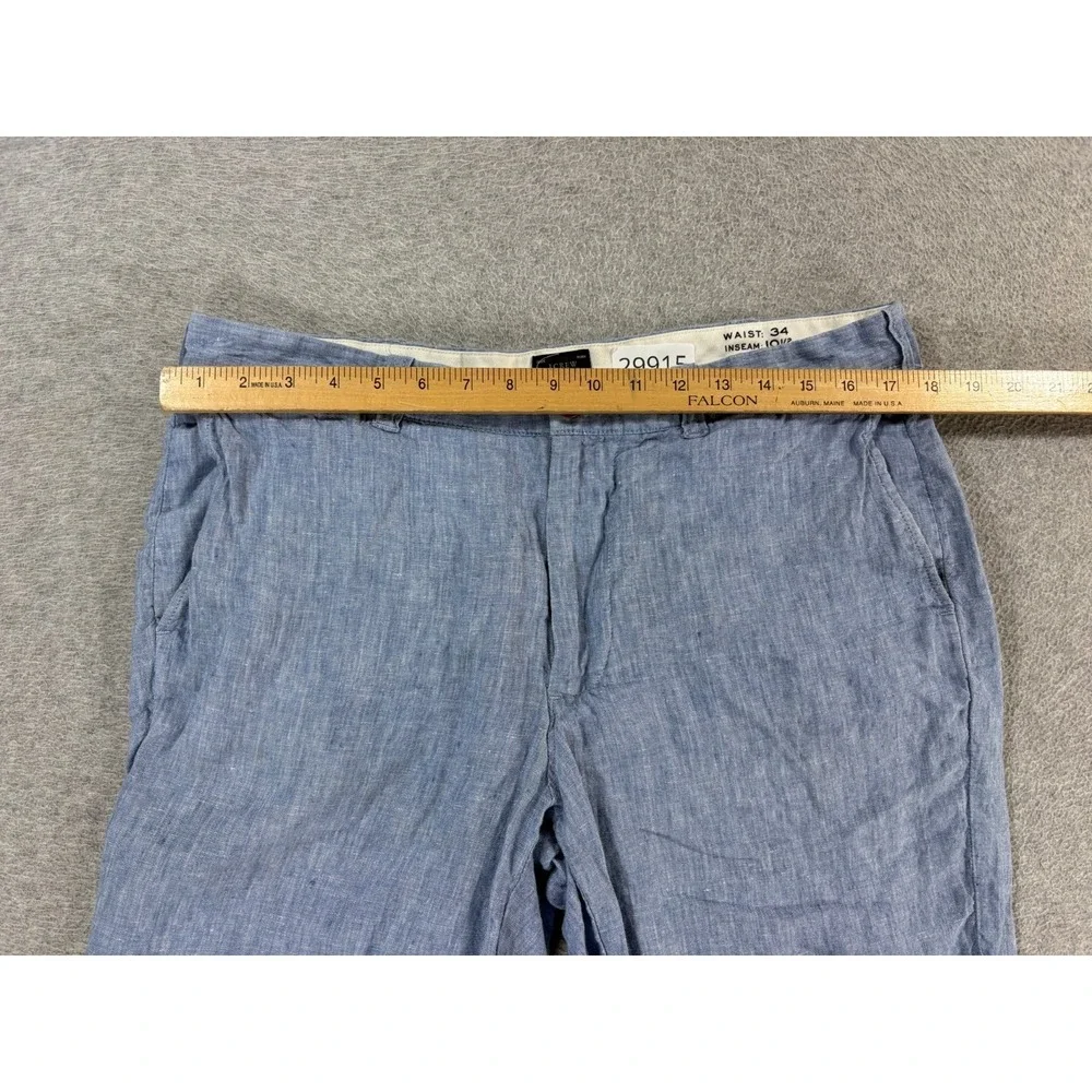 J Crew Stanton Irish Linen Casual Summer Shorts (Men's 34) Blue - 10